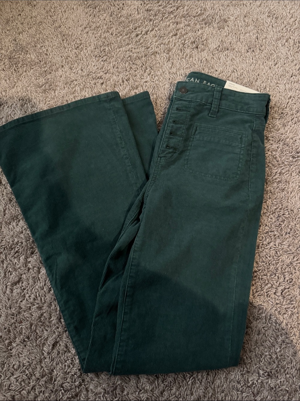 American Eagle Outfitters Deep Green super high-rise Flare Jeans - 2 R